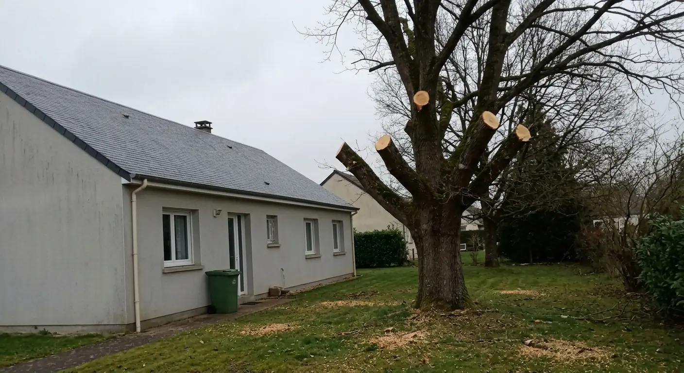 Après : couronne dégagée du toit, coupes nettes